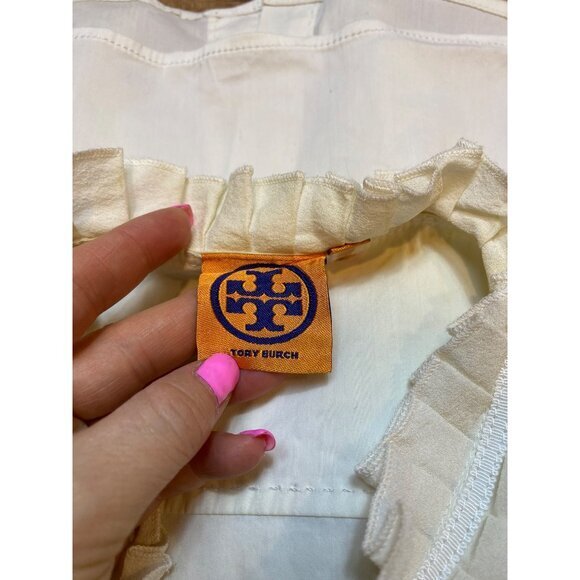 Tory Burch Womens Ruffle Trim Sleeveless Button-Down Blouse 4 - Picture 5 of 10